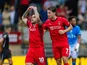 Leyton Orient's Aaron Connolly celebrates after scoring on August 16, 2025