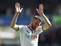 Angel Rangel says goodbye to Swansea City fans on the final day of the 2017-18 Premier League season