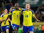 Alexander Isak and Mattias Svanberg of Sweden celebrate