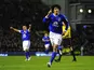 Marouane Fellaini celebrates scoring for Everton