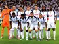 Cristian Romero and Tottenham players line up before UEFA Super Cup