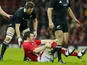 Wales's Aaron Jarvis sustains a knee injury against New Zealand on November 24, 2012