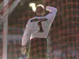 Peter Schmeichel shields his eyes from the sun during Manchester United's match with Sunderland on March 08, 1997.