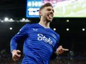 Kiernan Dewsbury-Hall of Everton celebrates scoring on March 3, 2026