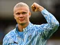Manchester City's Erling Haaland celebrates on August 16, 2025