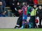 Crystal Palace's Mamadou Sakho looks dejected as he leaves the pitch after being shown a red card on December 3, 2019