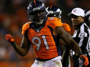 Denver Broncos' Robert Ayers in action against Oakland Raiders on September 23, 2013