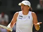 Iga Swiatek reacts at Wimbledon on July 3, 2025