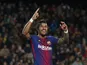Barcelona's Paulinho celebrates scoring during a La Liga clash with Deportivo La Coruna in December 2017