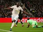 Manchester United striker Romelu Lukaku celebrates opening the scoring against Paris Saint-Germain on March 6, 2019