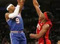 New York Knicks guard RJ Barrett shoots over Houston Rockets forward Danuel House Jr during the second half at Madison Square Garden on March 2, 2020