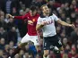Harry Kane and Marcos Rojo looking hilarious during the Premier League game between Manchester United and Tottenham Hotspur on December 11, 2016