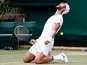 Karen Khachanov celebrates at Wimbledon on July 5, 2021