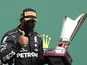 Lewis Hamilton celebrates winning the Belgian Grand Prix on August 30, 2020