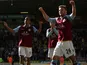Aston Villa players celebrate after defeating Norwich in the Premier League on May 4, 2013