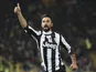 Juve's Mirko Vucinic celebrates a goal against Bologna on March 16, 2013