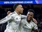 Kylian Mbappe and Vinicius Junior of Real Madrid celebrate on January 20, 2026