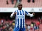 Brighton & Hove Albion's Enock Mwepu celebrates after the match on April 9, 2022