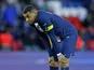 Paris Saint-Germain's (PSG) Kylian Mbappe reacts on March 19, 2023