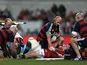Lions' Cian Healy being treated for an injury against Force on June 5, 2013
