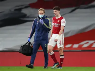 Arsenal's Kieran Tierney suffers knee injury in Liverpool defeat