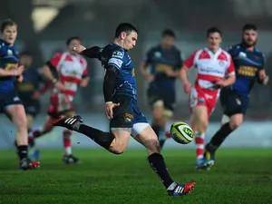 Scarlets player Kristian Phillips in action during the LV= Cup match between Scarlets and Gloucester Rugby at Parc y Scarlets on January 24, 2014