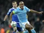 Manchester City's Vincent Kompany vies with Dynamo Kiev's Oleg Gusev on March 15, 2016