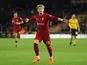 Liverpool's Harvey Elliott celebrates scoring their first goal on January 17, 2023