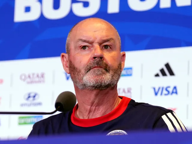 Scotland manager Steve Clarke during a press conference at the Boston Stadium in Foxborough