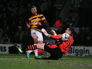 Bradford leading Villa at Valley Parade
