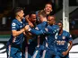 Arsenal players celebrate Gabriel Magalhaes goal against Fulham on September 12, 2020