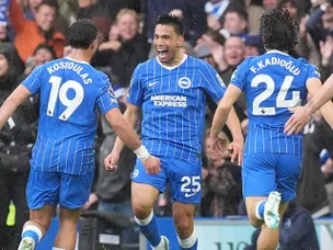 Watch: Brighton's Gomez scores from halfway line against Crystal Palace