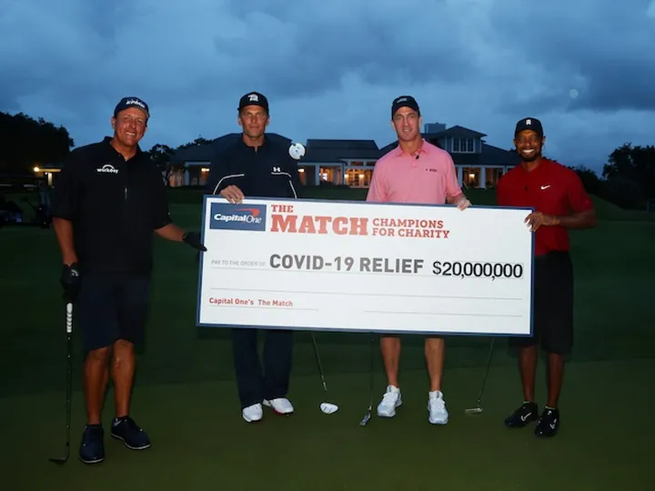 Tiger Woods, Peyton Manning beat Mickelson, Brady as Â£16.4m raised for charity