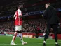 Arsenal's Bukayo Saka walks off the pitch after sustaining an injury on November 8, 2023