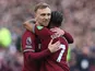 West Ham United's Jarrod Bowen celebrates with Crysencio Summerville on January 24, 2026