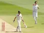 Steven Finn celebrates claiming the wicket of Michael Clarke during the 2010 Ashes.