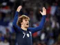 Antoine Griezmann celebrates scoring for France on June 2, 2019