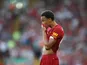 Trent Alexander-Arnold in action during the Premier League game between Liverpool and Arsenal on August 24, 2019