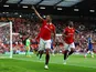 Manchester United's Casemiro celebrates scoring against Chelsea on May 25, 2023