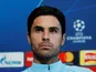 Mikel Arteta takes a Manchester City press conference on September 18, 2018