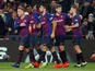 Barcelona players celebrate Ousmane Dembele's goal against Leganes in La Liga on January 20, 2019.