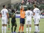 Los Angeles Galaxy midfielder Marco Delgado (8) receives a red card during the second half against the Portland Timbers at Providence Park on April 3, 2022