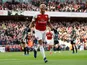 Arsenal striker Pierre-Emerick Aubameyang celebrates opening the scoring against Burnley on December 22, 2018