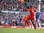 Liverpool's Daniel Sturridge scores in the Premier League clash with Chelsea on April 21, 2013