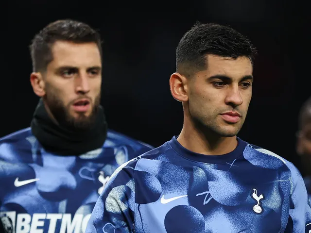 Tottenham Hotspur's Cristian Romero and Rodrigo Bentancur pictured on October 30, 2024