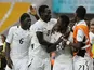 Ghana's Yiadom Boakye is congratulated by team mates after scoring his team's third goal against Portugal during the U20 Word Cup on July 3, 2013