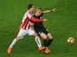 Xherdan Shaqiri and Oleksandr Zinchenko in action during the Premier League game between Stoke City and Manchester City on March 12, 2018