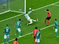South Korea's Kim Young-gwon scores their first goal in the game against Germany on June 27, 2018