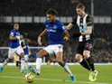 Everton's Dominic Calvert-Lewin and Newcastle United's Florian Lejeune on January 21, 2020