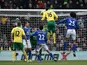 Norwich's Kei Kamara equalises against Everton on February 23, 2013